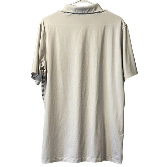 NIKE GOLF Size Large Dri-Fit White Brushed Gray Stripe Mens Polo Shirt Athletic - Picture 2 of 12